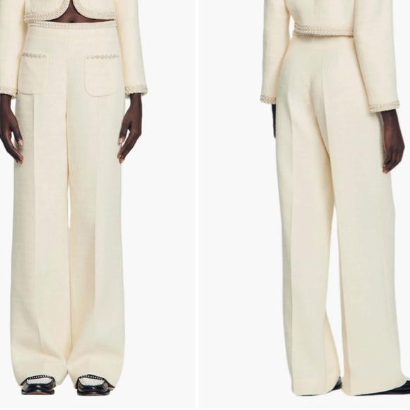 Vaye Embellished Wide Leg Tweed Pants - Picture 1 of 7